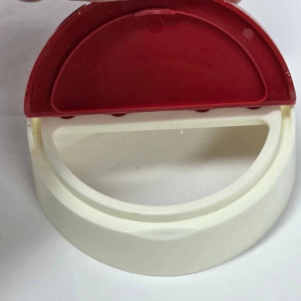 Vintage Glass Spice Jar Red White Dual Flip Top Shaker Pour Lid Clear Canister